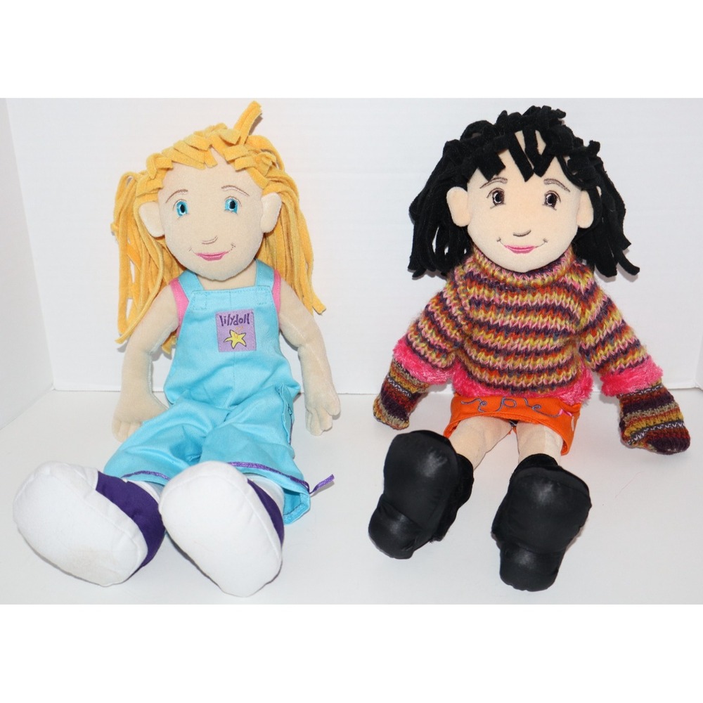 Manhattan Toy Large GROOVY GIRLS Lilydoll Plush Dolls Lot of 2 VINTAGE 2000